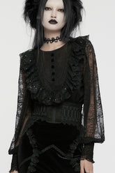 Black Beaded Lace Lace-Up Women's Gothic Underbust Corset